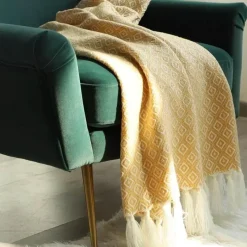 Wrap u0026 Relax Bettzeug-Goldene Strickdecke – luxuriös weicher Sofa- und Bettüberwurf