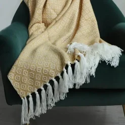 Wrap u0026 Relax Bettzeug-Goldene Strickdecke – luxuriös weicher Sofa- und Bettüberwurf