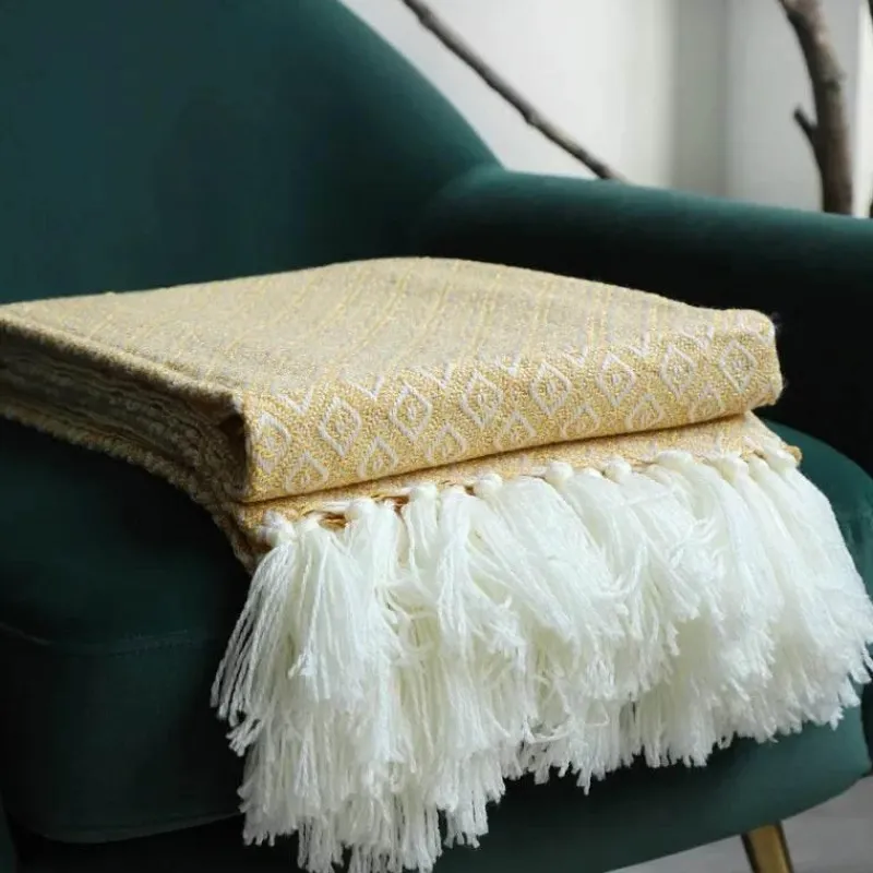 Wrap u0026 Relax Bettzeug-Goldene Strickdecke – luxuriös weicher Sofa- und Bettüberwurf
