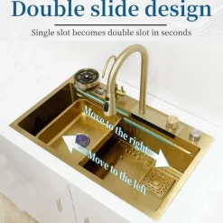 Space Savvy Küche & Esszimmer-Goldene Wasserfall-Küchenspüle – Multifunktionales Design