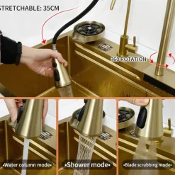 Space Savvy Küche & Esszimmer-Goldene Wasserfall-Küchenspüle – Multifunktionales Design