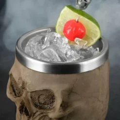Feast u0026 Flair Küche & Esszimmer-Gothic-Totenkopf-Schnapsglas – Edelstahl-Halloween-Whiskeybecher, 200 ml