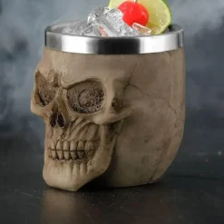 Feast u0026 Flair Küche & Esszimmer-Gothic-Totenkopf-Schnapsglas – Edelstahl-Halloween-Whiskeybecher, 200 ml