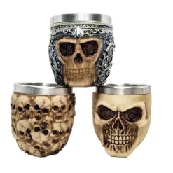 Feast u0026 Flair Küche & Esszimmer-Gothic-Totenkopf-Schnapsglas – Edelstahl-Halloween-Whiskeybecher, 200 ml