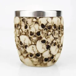 Feast u0026 Flair Küche & Esszimmer-Gothic-Totenkopf-Schnapsglas – Edelstahl-Halloween-Whiskeybecher, 200 ml