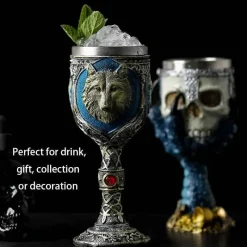 Feast u0026 Flair Küche & Esszimmer-Gotischer Totenkopfkelch – Einzigartiges Weinglas aus Edelstahl für Partys