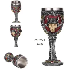 Feast u0026 Flair Küche & Esszimmer-Gotischer Totenkopfkelch – Einzigartiges Weinglas aus Edelstahl für Partys