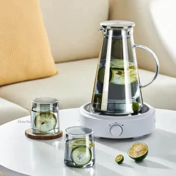 Plates u0026 More Küche & Esszimmer-Grauer Wasserkrug aus Glas – 1900 ml Wasserkocher für kalte und heiße Säfte