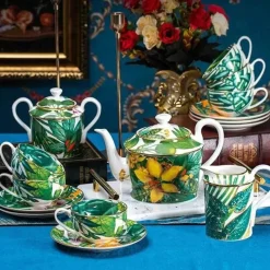 Feast u0026 Flair Küche & Esszimmer-Green Leaf Geschirrset - Teller Schüsseln Teegeschirr