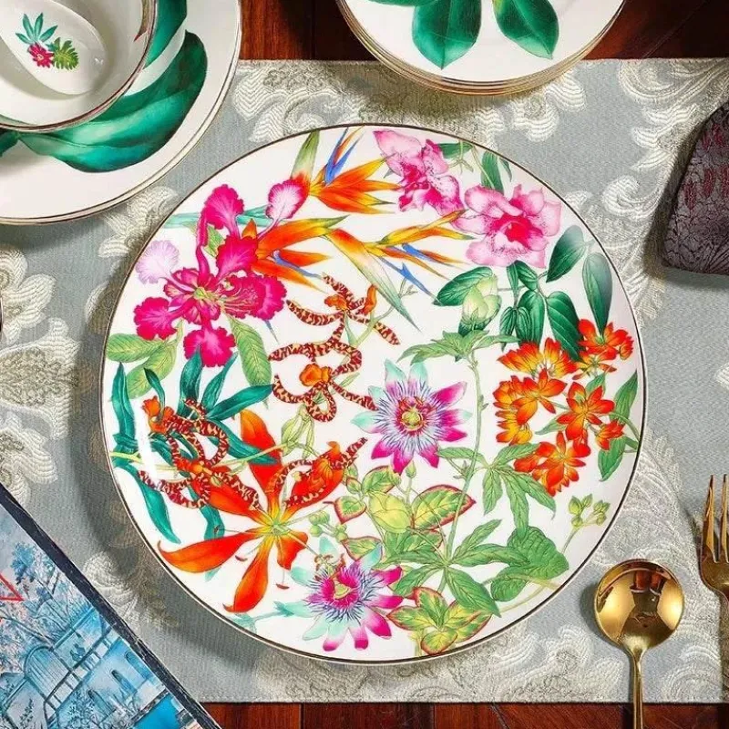 Feast u0026 Flair Küche & Esszimmer-Green Leaf Geschirrset - Teller Schüsseln Teegeschirr