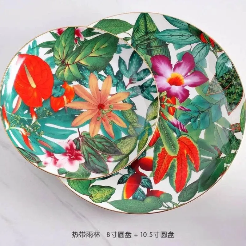 Feast u0026 Flair Küche & Esszimmer-Green Leaf Geschirrset - Teller Schüsseln Teegeschirr