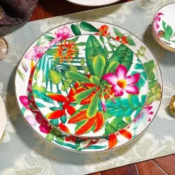 Feast u0026 Flair Küche & Esszimmer-Green Leaf Geschirrset - Teller Schüsseln Teegeschirr