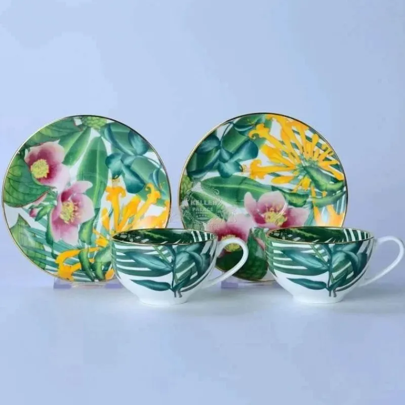 Feast u0026 Flair Küche & Esszimmer-Green Leaf Geschirrset - Teller Schüsseln Teegeschirr