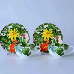 Feast u0026 Flair Küche & Esszimmer-Green Leaf Geschirrset - Teller Schüsseln Teegeschirr