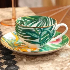 Feast u0026 Flair Küche & Esszimmer-Green Leaf Geschirrset - Teller Schüsseln Teegeschirr