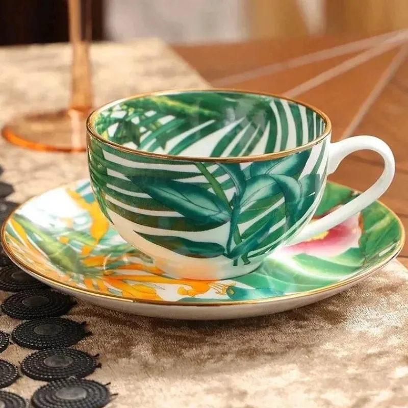 Feast u0026 Flair Küche & Esszimmer-Green Leaf Geschirrset - Teller Schüsseln Teegeschirr