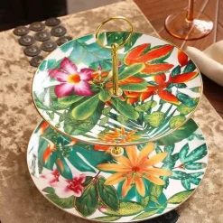 Feast u0026 Flair Küche & Esszimmer-Green Leaf Geschirrset - Teller Schüsseln Teegeschirr