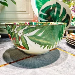 Feast u0026 Flair Küche & Esszimmer-Green Leaf Geschirrset - Teller Schüsseln Teegeschirr