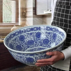 Elegance at the Table Küche & Esszimmer-Große chinesische Keramik-Fischschale – Suppen- und Dampfschale