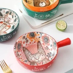 The Culinary Kit Küche & Esszimmer-Große handgefertigte Keramik-Blumenschale mit Tiermotiv – dekorativer Übertopf