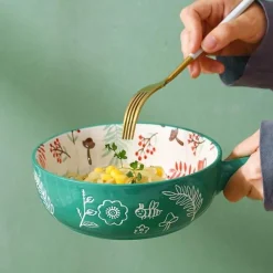 The Culinary Kit Küche & Esszimmer-Große handgefertigte Keramik-Blumenschale mit Tiermotiv – dekorativer Übertopf