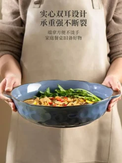 Elegance at the Table Küche & Esszimmer-Große Keramik-Fischschale – Servierschale für Nudeln und Suppe