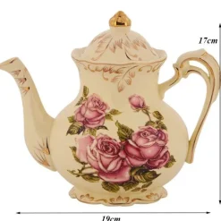 Elegance at the Table Küche & Esszimmer-Große Teekanne aus Porzellan – Europäische Keramik-Teekanne für Nachmittagstee und Kaffee