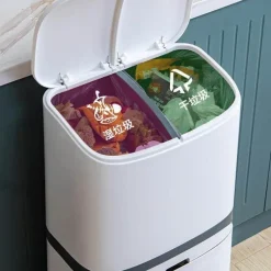 Deco Küche & Esszimmer-Großer doppelwandiger Mülleimer mit Rädern - Mülleimer mit Deckel