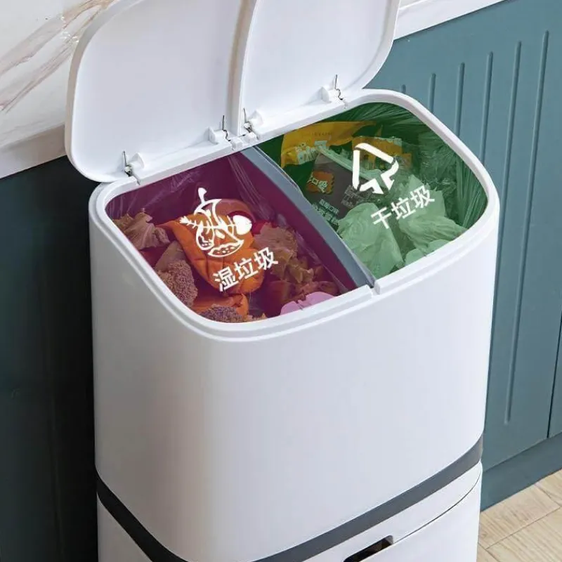 Deco Küche & Esszimmer-Großer doppelwandiger Mülleimer mit Rädern - Mülleimer mit Deckel