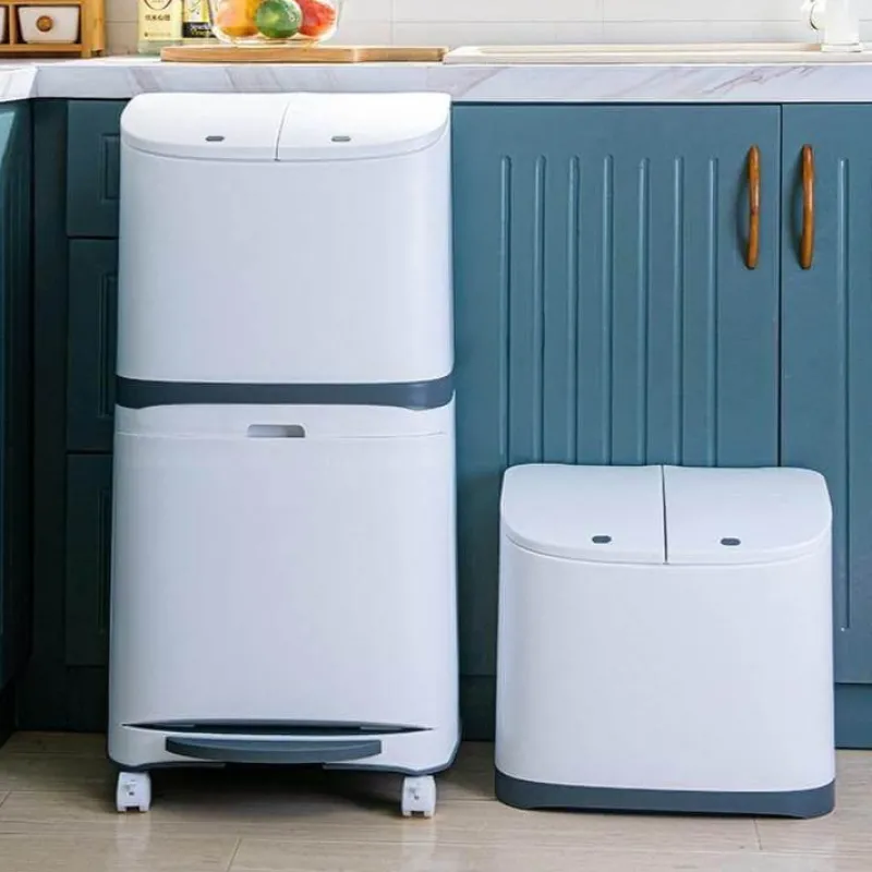 Deco Küche & Esszimmer-Großer doppelwandiger Mülleimer mit Rädern - Mülleimer mit Deckel