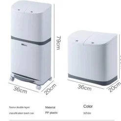 Deco Küche & Esszimmer-Großer doppelwandiger Mülleimer mit Rädern - Mülleimer mit Deckel