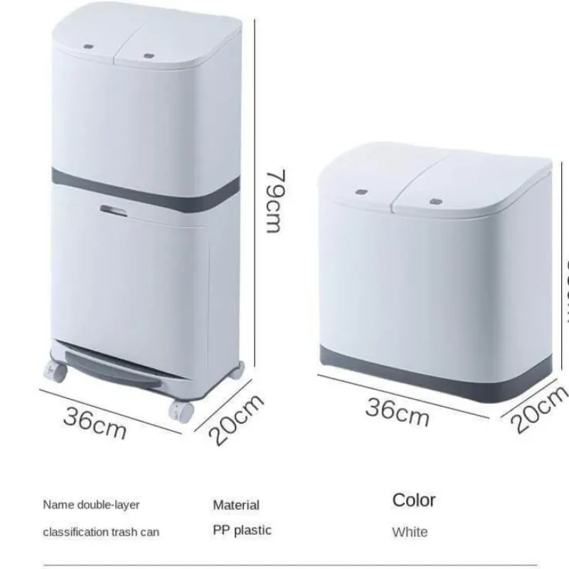 Deco Küche & Esszimmer-Großer doppelwandiger Mülleimer mit Rädern - Mülleimer mit Deckel
