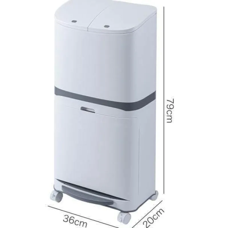 Deco Küche & Esszimmer-Großer doppelwandiger Mülleimer mit Rädern - Mülleimer mit Deckel