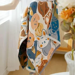 Wrap u0026 Relax Bettzeug-Großes Badetuch aus Baumwollgaze mit Cartoon-Motiv – 70 x 140 cm