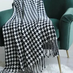 Wrap u0026 Relax Bettzeug-Hahnentritt-Überwurfdecke – Gemütlicher Wohndekor-Akzent