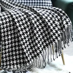 Wrap u0026 Relax Bettzeug-Hahnentritt-Überwurfdecke – Gemütlicher Wohndekor-Akzent