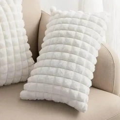 Pillow Haven Bettzeug|Wohndeko-Hahnentritt-Kissenbezug - Schwarz-weißer Kissenbezug mit Schleife, 30 x 50 cm