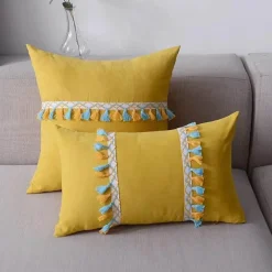 Pillow Haven Bettzeug|Wohndeko-Hahnentritt-Kissenbezug - Schwarz-weißer Kissenbezug mit Schleife, 30 x 50 cm