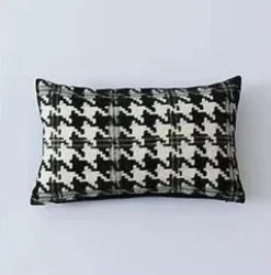 Pillow Haven Bettzeug|Wohndeko-Hahnentritt-Kissenbezug - Schwarz-weißer Kissenbezug mit Schleife, 30 x 50 cm