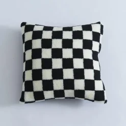 Pillow Haven Bettzeug|Wohndeko-Hahnentritt-Kissenbezug - Schwarz-weißer Kissenbezug mit Schleife, 30 x 50 cm