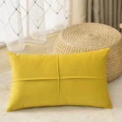 Pillow Haven Bettzeug|Wohndeko-Hahnentritt-Kissenbezug - Schwarz-weißer Kissenbezug mit Schleife, 30 x 50 cm