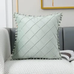 Pillow Haven Bettzeug|Wohndeko-Hahnentritt-Kissenbezug - Schwarz-weißer Kissenbezug mit Schleife, 30 x 50 cm