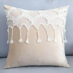 Pillow Haven Bettzeug|Wohndeko-Hahnentritt-Kissenbezug - Schwarz-weißer Kissenbezug mit Schleife, 30 x 50 cm