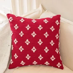 Pillow Haven Bettzeug|Wohndeko-Hahnentritt-Kissenbezug - Schwarz-weißer Kissenbezug mit Schleife, 30 x 50 cm