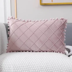 Pillow Haven Bettzeug|Wohndeko-Hahnentritt-Kissenbezug - Schwarz-weißer Kissenbezug mit Schleife, 30 x 50 cm