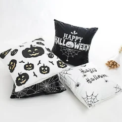 Cozy Haven Bettzeug-Halloween Kissenbezüge - Schwarz-Weiß Gruseliges Dekor