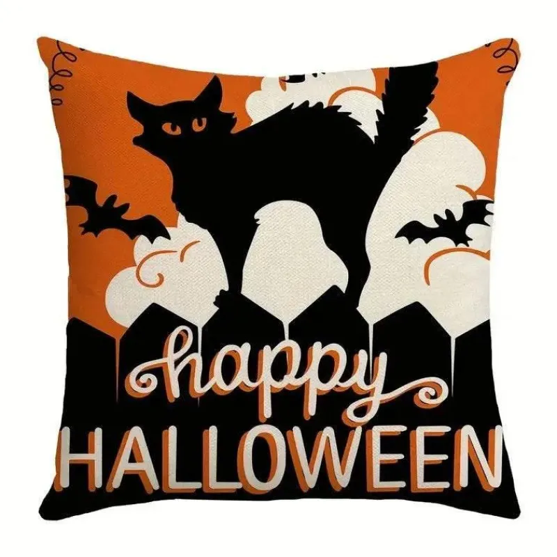 Pillow Haven Bettzeug-Halloween Kissenbezug - Schwarze Hexe Geist Leinen Kissenbezug