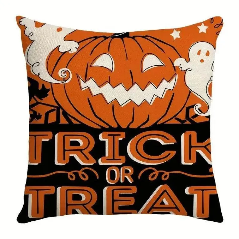 Pillow Haven Bettzeug-Halloween Kissenbezug - Schwarze Hexe Geist Leinen Kissenbezug