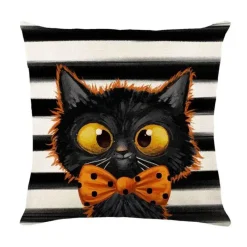 Pillow Haven Bettzeug-Halloween Kissenbezug - Schwarze Hexe Geist Leinen Kissenbezug