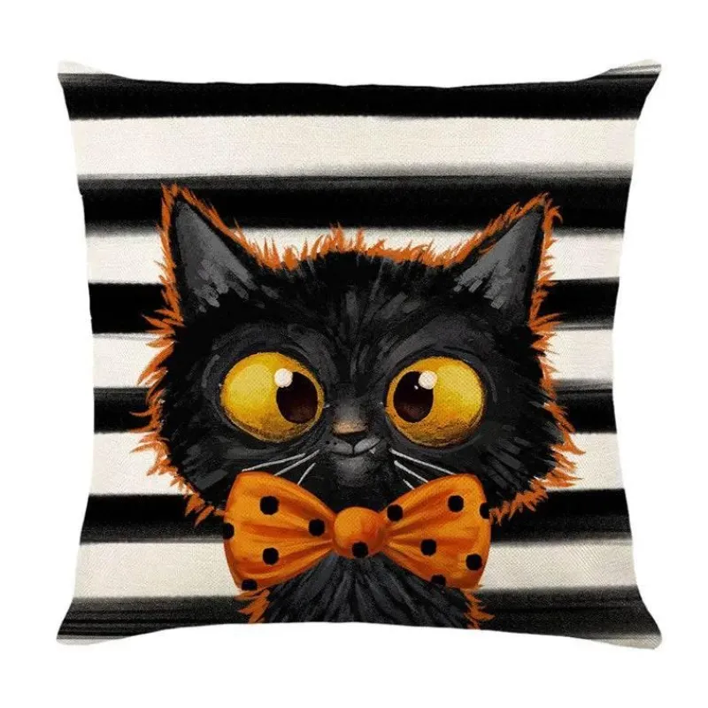 Pillow Haven Bettzeug-Halloween Kissenbezug - Schwarze Hexe Geist Leinen Kissenbezug